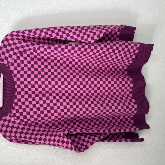 Women’s Future Collective Pink/Purple Check Sweater Size Large - Picture 1 of 4